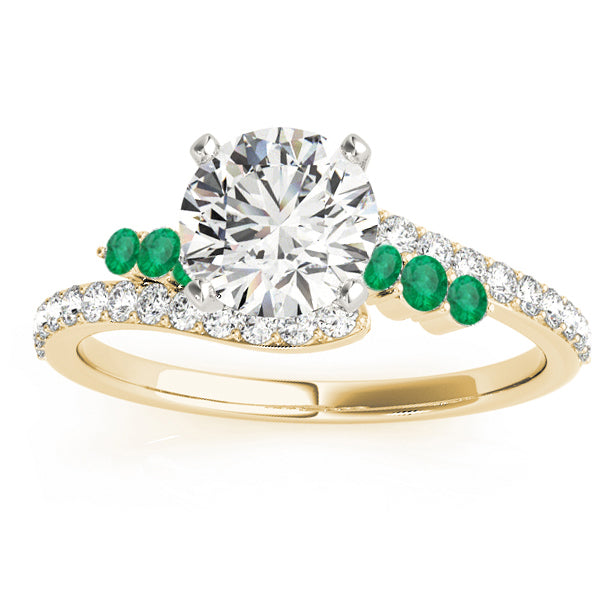 Diamond & Emerald Bypass Engagement Ring 18k Yellow Gold (0.45ct)