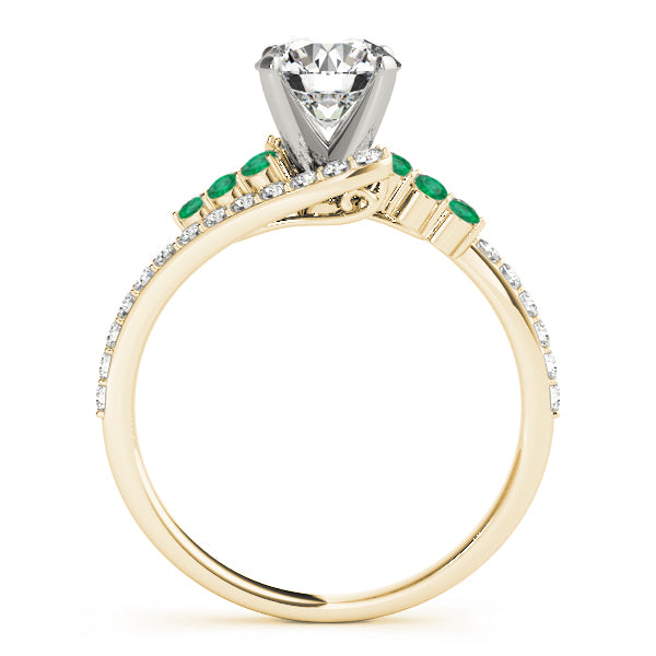 Diamond & Emerald Bypass Bridal Set 18k Yellow Gold (0.74ct)