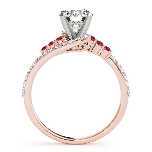 Diamond & Ruby Bypass Engagement Ring 14k Rose Gold (0.45ct)