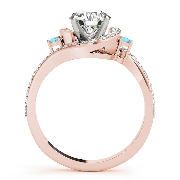 Halo Swirl Aquamarine & Diamond Engagement Ring 18K Rose Gold (0.48ct)