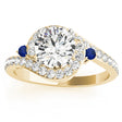 Halo Swirl Sapphire & Diamond Engagement Ring 14k Yellow Gold (0.48ct)