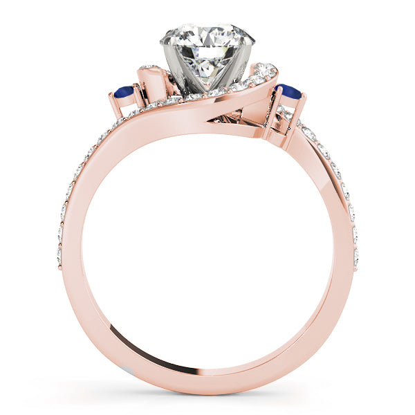 Halo Swirl Sapphire & Diamond Engagement Ring 18K Rose Gold (0.48ct)