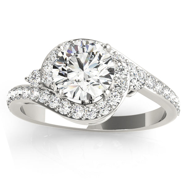 Diamond Halo Swirl Engagement Ring Setting 18k White Gold (0.48ct)