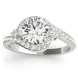 Diamond Halo Swirl Engagement Ring Setting 18k White Gold (0.48ct)