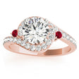 Halo Swirl Ruby & Diamond Engagement Ring 14k Rose Gold (0.48ct)