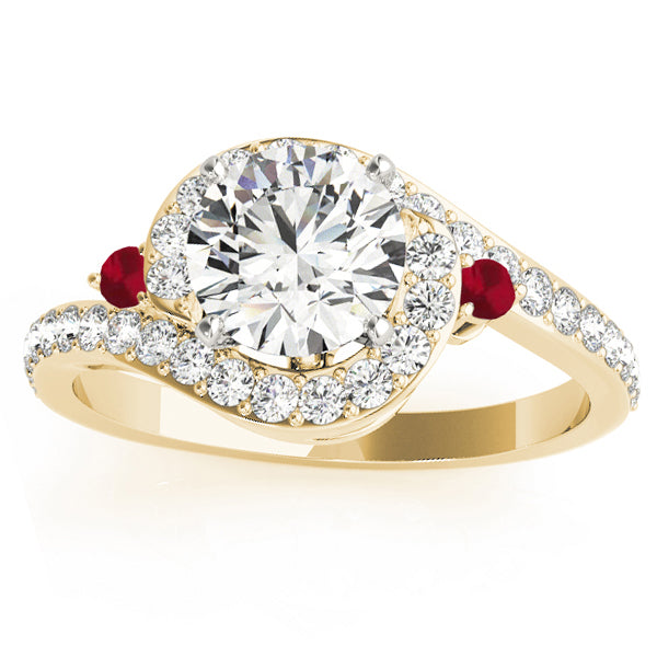 Halo Swirl Ruby & Diamond Engagement Ring 14k Yellow Gold (0.48ct)