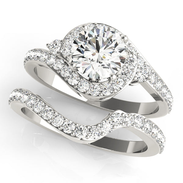Halo Swirl Diamond Accented Bridal Set Palladium (1.79ct)