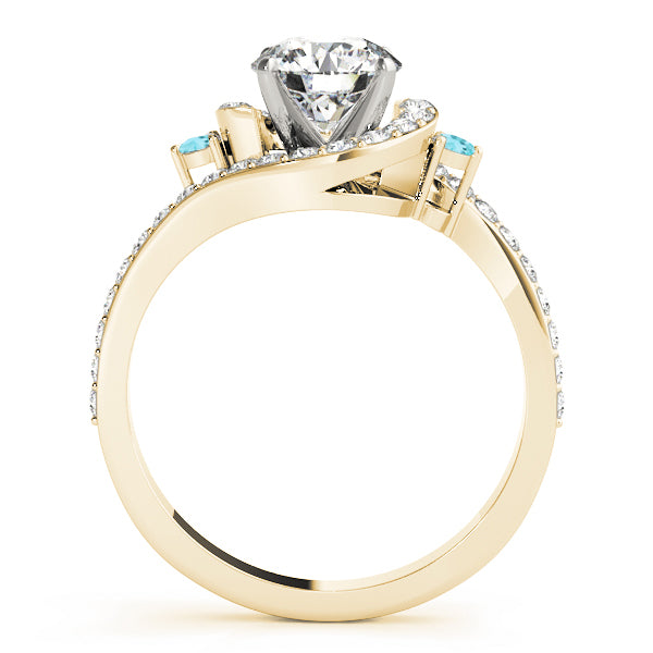 Halo Swirl Aquamarine & Diamond Bridal Set 18K Yellow Gold (0.77ct)