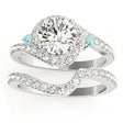 Halo Swirl Aquamarine & Diamond Bridal Set Palladium (0.77ct)