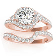 Diamond Halo Swirl Bridal Set Setting 14k Rose Gold (0.77ct)