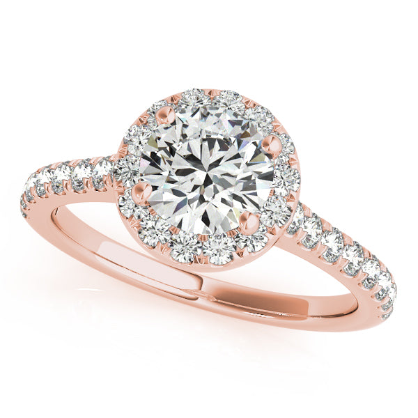 Round Diamond Halo Engagement Ring 14k Rose Gold (1.33ct)