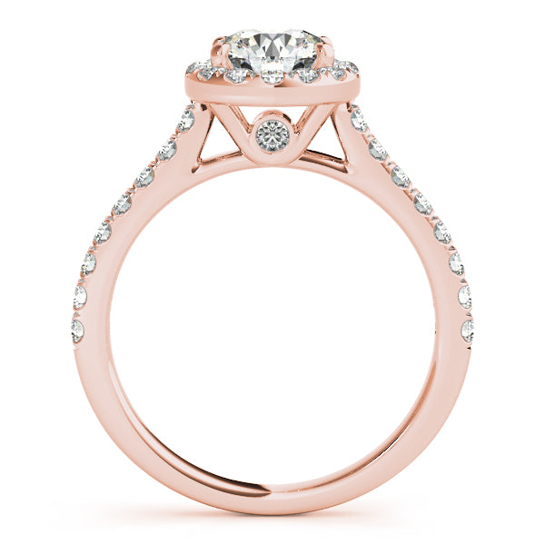 Round Diamond Halo Engagement Ring 14k Rose Gold (1.33ct)