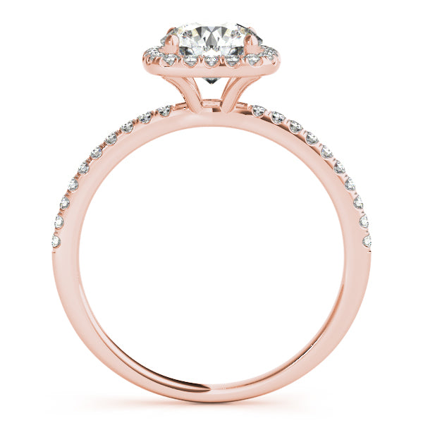 Square Halo Round Diamond Engagement Ring 14k Rose Gold 1.00ct