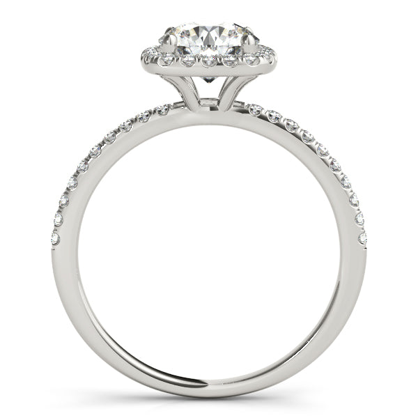 Square Halo Round Diamond Engagement Ring 14k White Gold 1.50ct