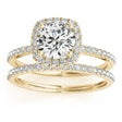 Square Halo Lab Diamond Bridal Setting Ring & Band 18k Yellow Gold (0.33ct)