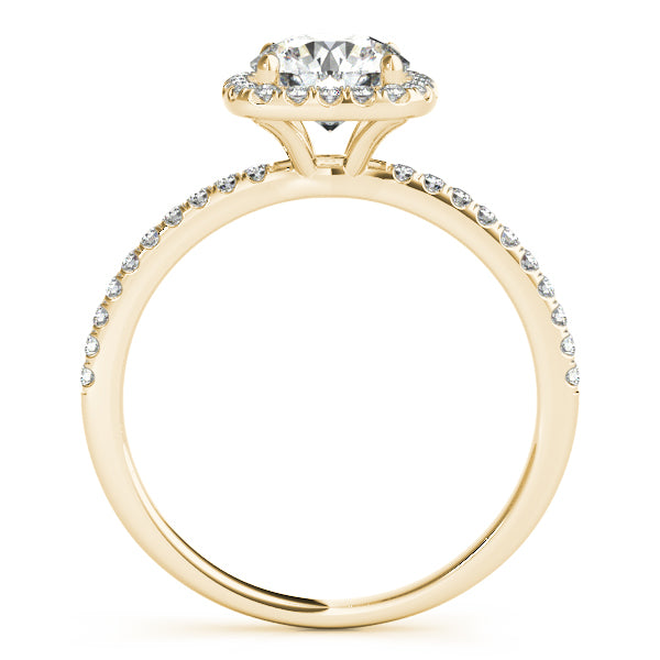 Square Halo Round Diamond Bridal Set Ring & Band 14k Yellow Gold 1.13ct