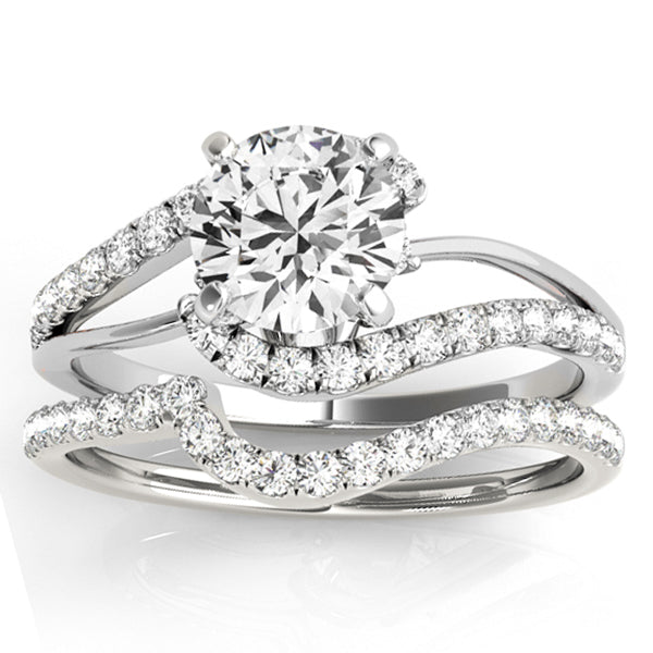 Diamond Split Shank Bridal Set Setting 14k White Gold (0.52ct)