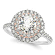 Double Halo Round Diamond Engagement Ring 14k Two Tone Gold (0.83ct)