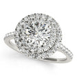 Double Halo Round Diamond Engagement Ring 14k White Gold (1.38ct)