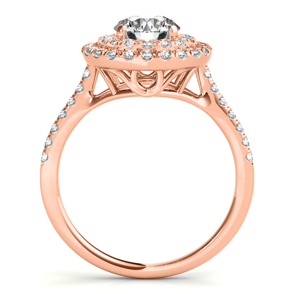 Diamond Double Halo Engagement Ring Setting 14k Rose Gold (0.33ct)