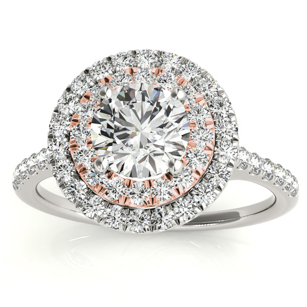Diamond Double Halo Engagement Ring Setting 14k Two Tone Gold (0.33ct)
