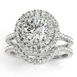 Diamond Double Halo Bridal Set Setting 14k White Gold (0.50ct)