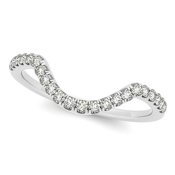 Diamond Semi Eternity Contour Wedding Band in 14k White Gold 0.17ct