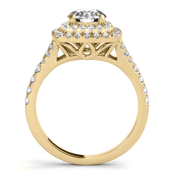Square Double Halo Diamond Engagement Ring 14k Two-tone Yellow Gold (0.62ct)