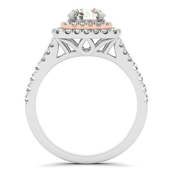 Square Double Halo Diamond Engagement Ring 14k Two-tone Gold (0.62ct)