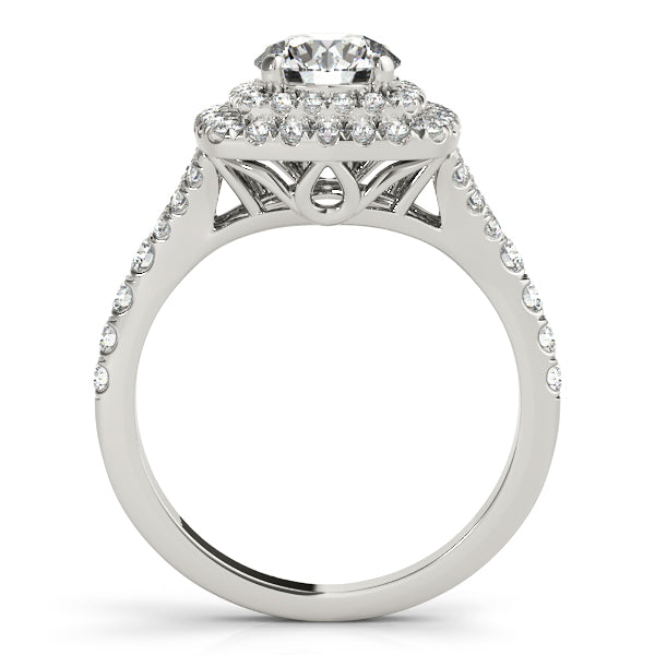 Square Double Halo Lab Diamond Engagement Ring 18k White Gold (0.62ct)