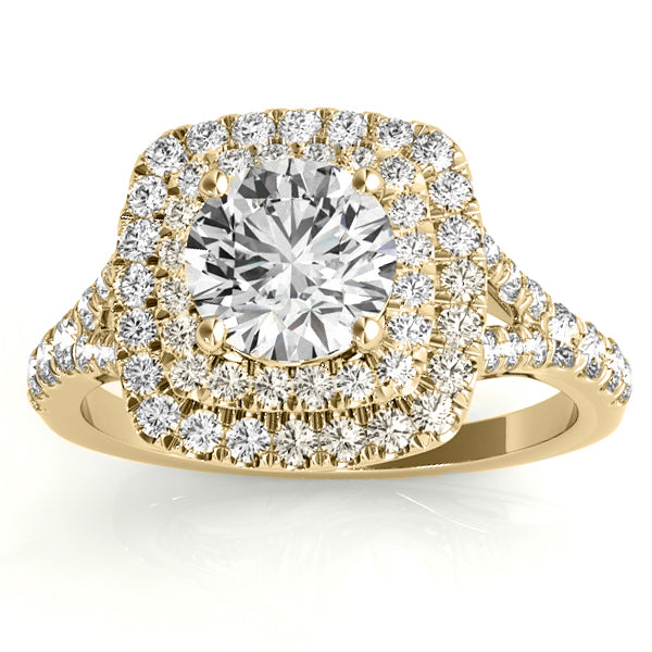Square Double Halo Lab Diamond Bridal  Set 14k Two-tone Yellow Gold (0.87ct)