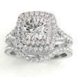 Square Double Halo Lab Diamond Bridal  Set Palladium (0.87ct)