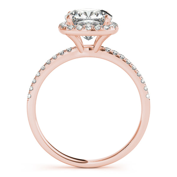 Cushion Lab Diamond Halo Engagement Ring French Pave 14k R. Gold 2.00ct