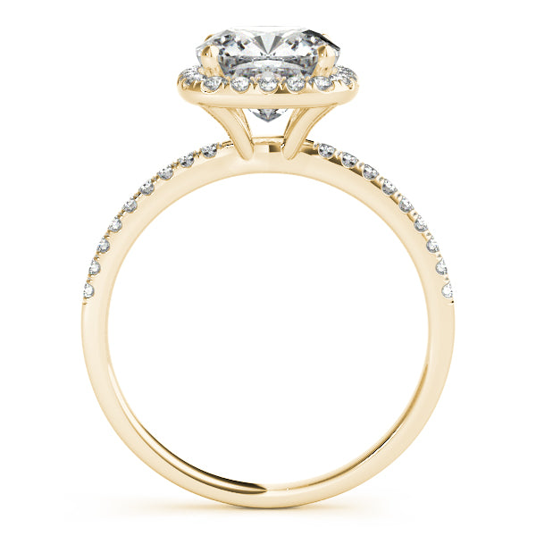 Cushion Lab Diamond Halo Engagement Ring French Pave 14k Y. Gold 0.70ct