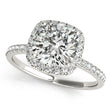 Cushion Lab Diamond Halo Engagement Ring French Pave 18k W. Gold 1.58ct