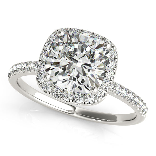 Cushion Lab Diamond Halo Bridal Set French Pave Platinum 2.14ct
