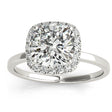 Cushion Diamond Halo Engagement Ring 14k White Gold (0.15ct)