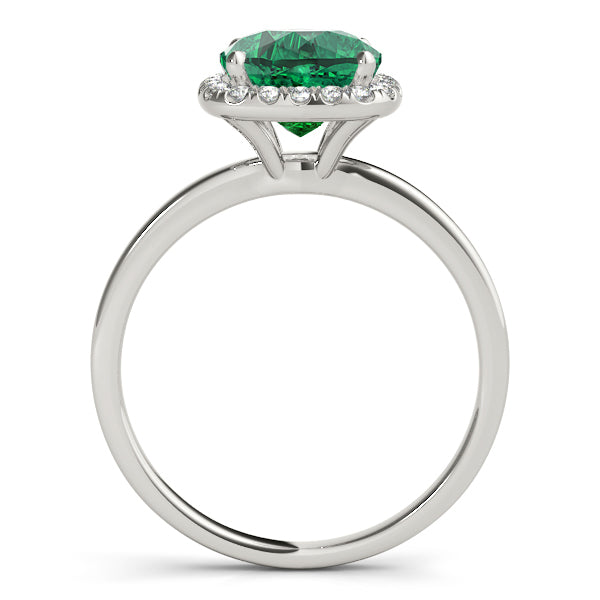 Cushion Emerald & Diamond Halo Engagement Ring 14k White Gold (1.00ct)