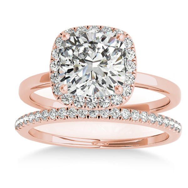Cushion Diamond Halo Bridal Set 18k Rose Gold (0.29ct)