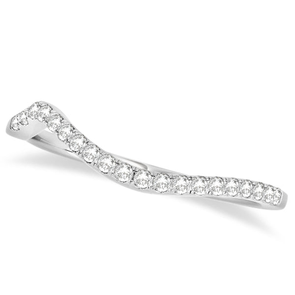 Diamond Semi Eternity Contoured Wedding Band 14k White Gold (0.13ct)
