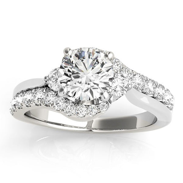 Diamond Bypass Engagement Ring Setting in 14k White Gold (0.50ct)