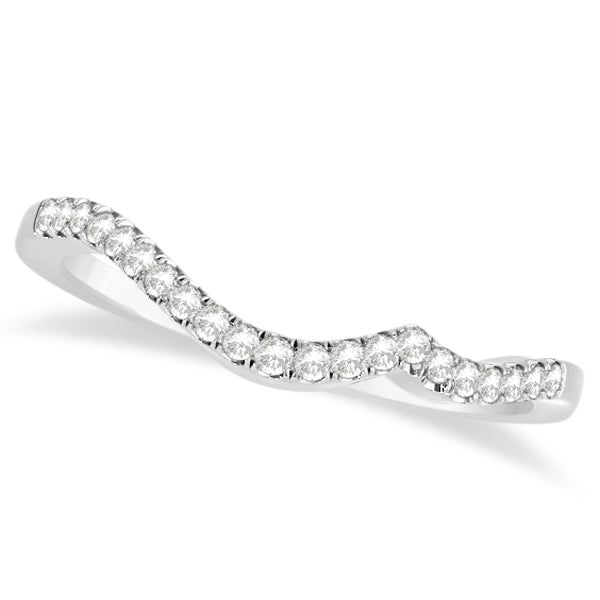 Swirl Bypass Diamond & Blue Sapphire Bridal Set 18k White Gold (0.36ct)