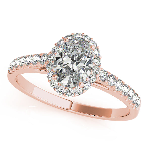 Diamond Halo Oval Shape Engagement Ring 14k Rose Gold (1.00ct)