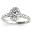 Lab Diamond Halo Oval Shaped Engagement Ring 14k White Gold (0.26ct)