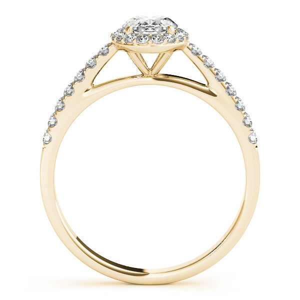 Lab Diamond Halo Oval Shape Engagement Ring 14k Yellow Gold (0.26ct)