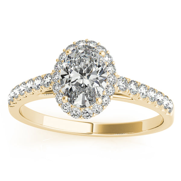 Diamond Halo Oval Shape Engagement Ring 14k Yellow Gold (0.26ct)