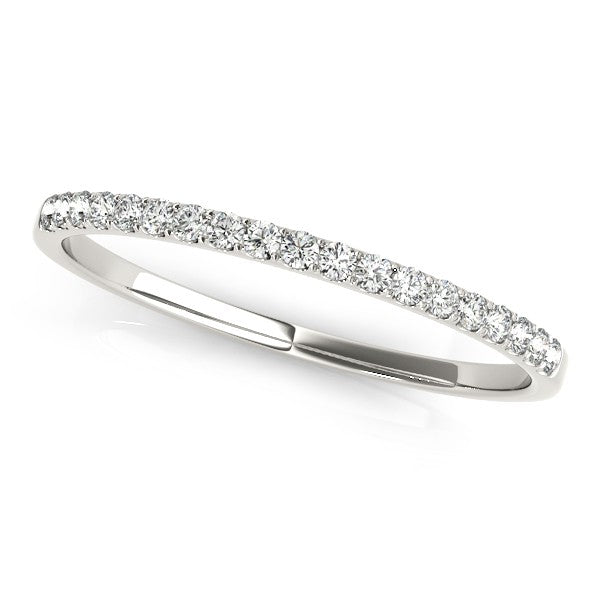 Lab Diamond Accented Prong-Set Wedding Band 14k White Gold (0.11ct)
