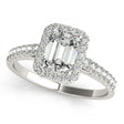 Diamond Halo Emerald-Cut Engagement Ring 18k White Gold (0.90ct)