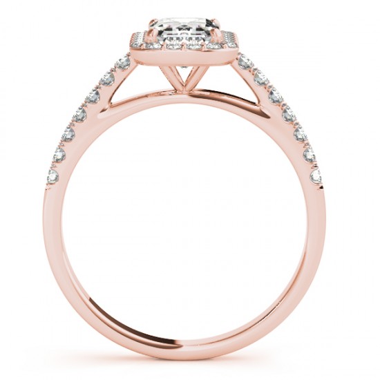 Diamond Halo Emerald-Cut Bridal Set 18k Rose Gold (1.00ct)