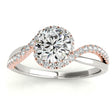 Halo Diamond Twisted Engagement Ring Setting 14k Two Tone Gold 0.20ct